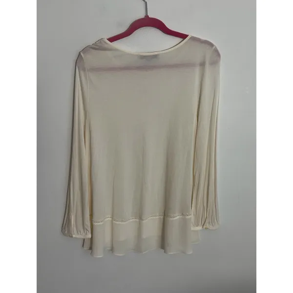 Ann Taylor Loft Cream Long Sleeve‎ long top size medium NWT - Image 4