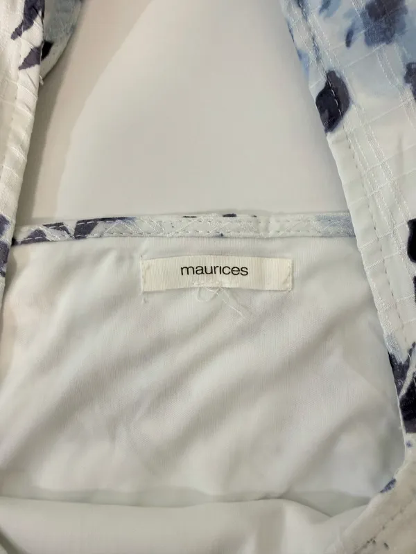 Maurices Floral Square Neck Babydoll Mini Dress White Blue Puff Sleeve - Image 9