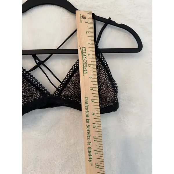 Victoria's Secret Black Lace Strappy Bralette Medium Triangle Cross Back Mesh - Image 2