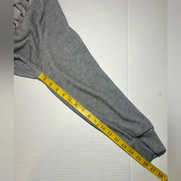WILDFOX‎ Sweatshirt Hoodie Women’s Small Gray Oversized Lace Up Hutton USA Made - Image 7