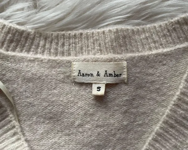 Aaron & Amber V-Neck Geometric Oversized Sweater - Image 4