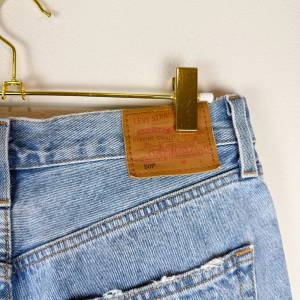 Levi’s Premium 501 Straight Leg Rigid Denim 100% Cotton Distressed Jeans Size 27 - Image 8