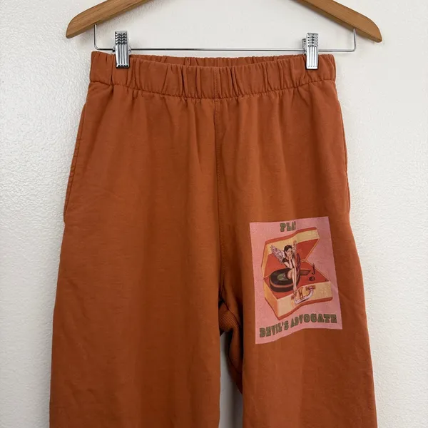 Boys Lie Sweatpants Womens Small Orange Play Devils Advocate Graphic Joggers - Image 2