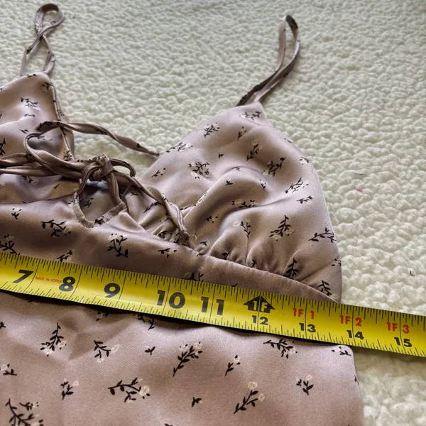 Garage Satin Floral Tie Front Mini Slip Dress S coquette Romantic grunge 90’s - Image 5