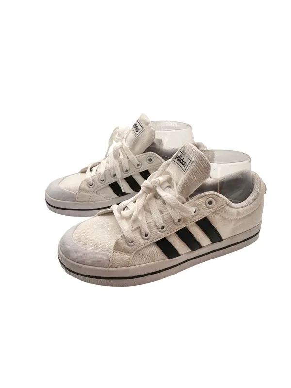 Adidas Size M 5.5 / W7.0 Unisex White Lace Up Canvas Sneakers - Image 4