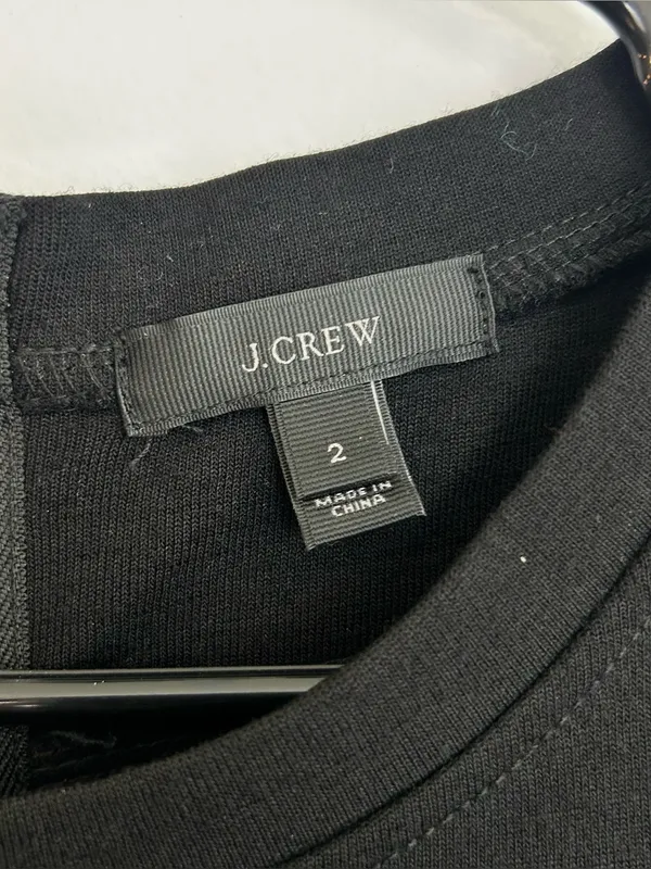 J. Crew Black Wool Blend Short Sleeve Retro Zipper Mini Shift Dress Size 2 - Image 8