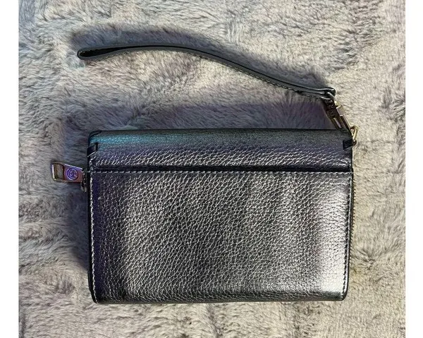 Tory Burch Women's Silver Braided Leather Wristlet Wallet - Image 9