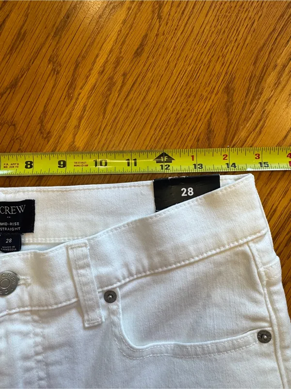 J. Crew Women White Denim Mid Rise Straight Fit Zip Jeans Size 28 - Image 5
