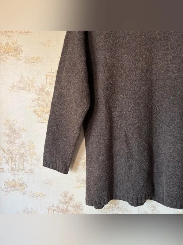 Vintage 90s Eddie Bauer Gray Merino Wool Turtleneck Sweater M - Image 3