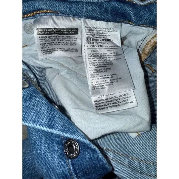 Levi’s 501 Distressed Medium Wash Button Fly Raw Hem Jeans Size 27 #774 - Image 9