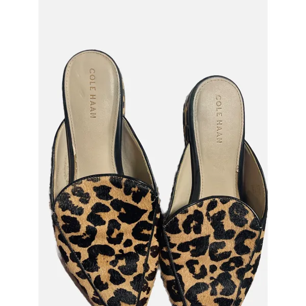 Cole Haan Piper Mule Women 6B Tan Leopard Calf Hair Pointed Toe Flat W08933 - Image 3