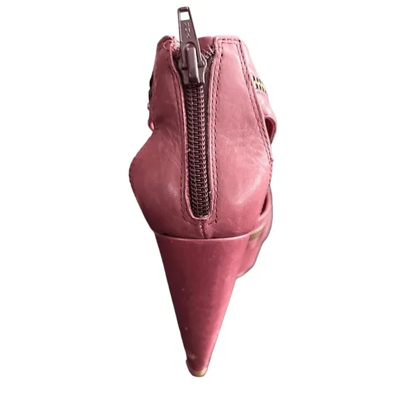 Pour‎ la Victoire VERO CUOIO Maroon Platform Strappy Gold Zipper Heels Size 8 - Image 7