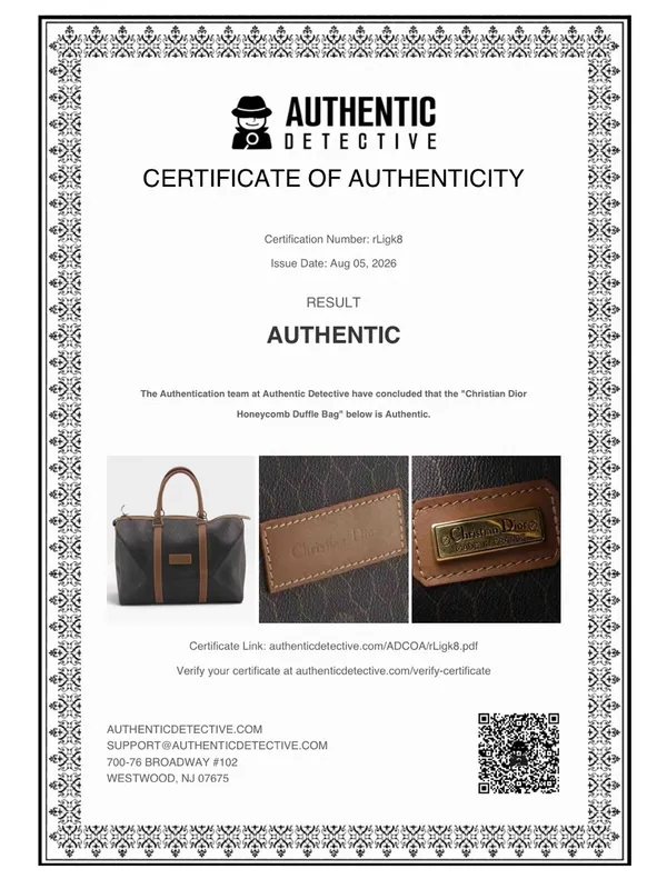 Christian Dior Honeycomb Vintage Boston Duffle Bag with COA - Image 10