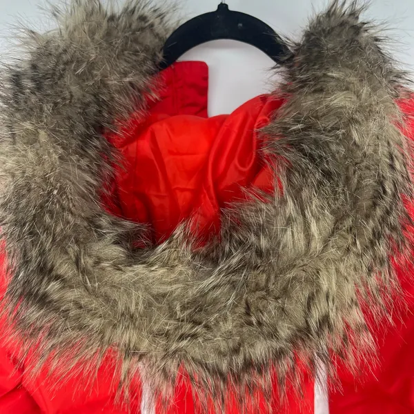 Eddie Bauer 550 Down Puffer Jacket Womens M Red Fur Hood Winter Ski Coat - Image 9