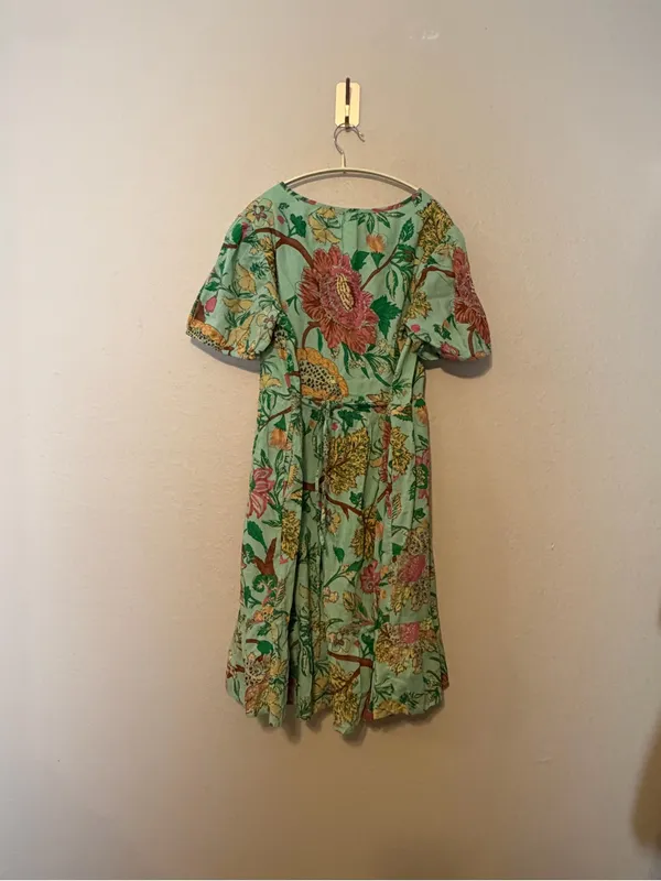 DownEast Green Hazel Floral Tiered‎ Midi Dress Size XL - Image 9