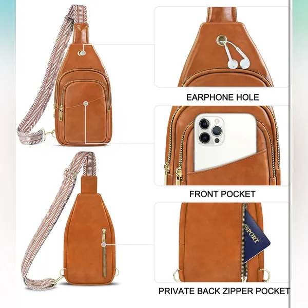 Sling Bag for Women Faux Leather Fanny Pack Detachable Strap Crossbody Bag FC1 - Image 10