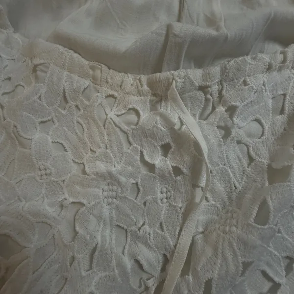 Lulus Lace Cutout Back Puff Sleeve Mini Skater Dress White M Graduation Wedding‎ - Image 11