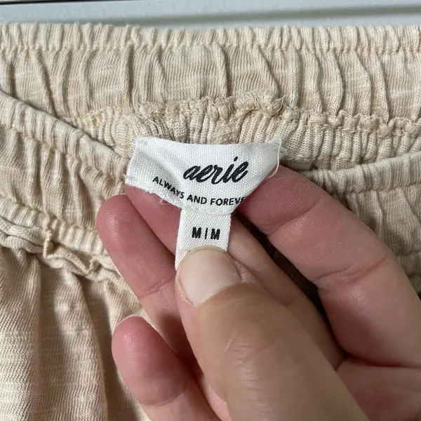 Aerie Wide Leg Relaxed Fit Lounge Sweatpants High-Waist Tan Beige Womens Medium - Image 10