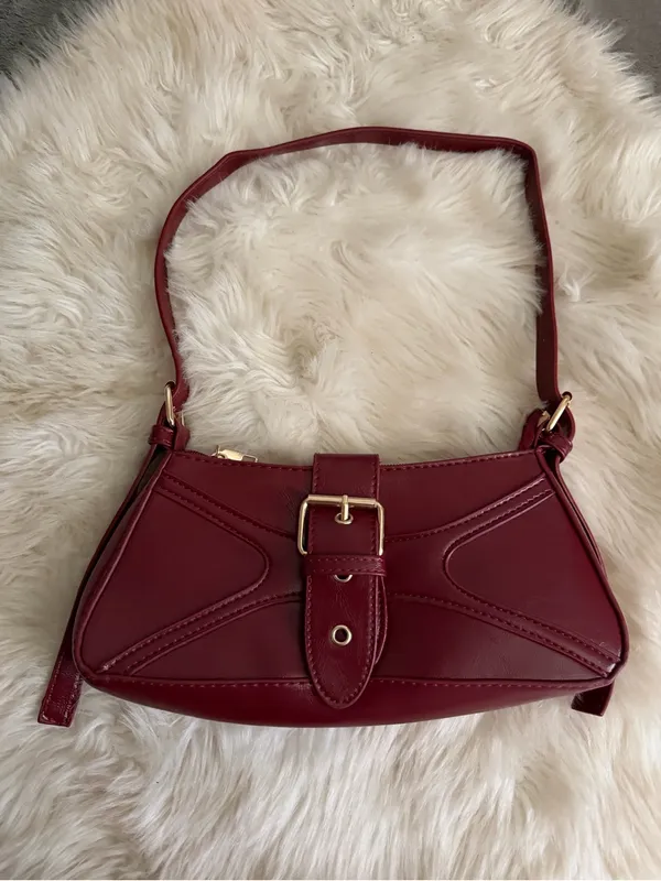 SHEIN Burgundy Mini Shoulder Bag with Buckle Strap - Image 8