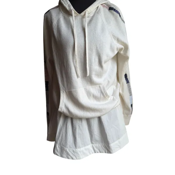 Free-est Free People Cream Cotton Mini Skirt Medium Elastic Waist Pockets - Image 2