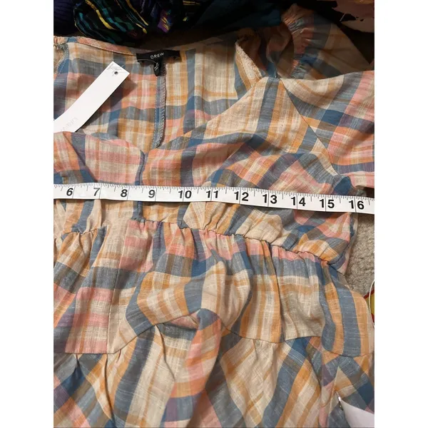 Anthropologie Drew Babydoll Dress S Plaid Prairie Cottagecore Cotton Boho Barn - Image 8
