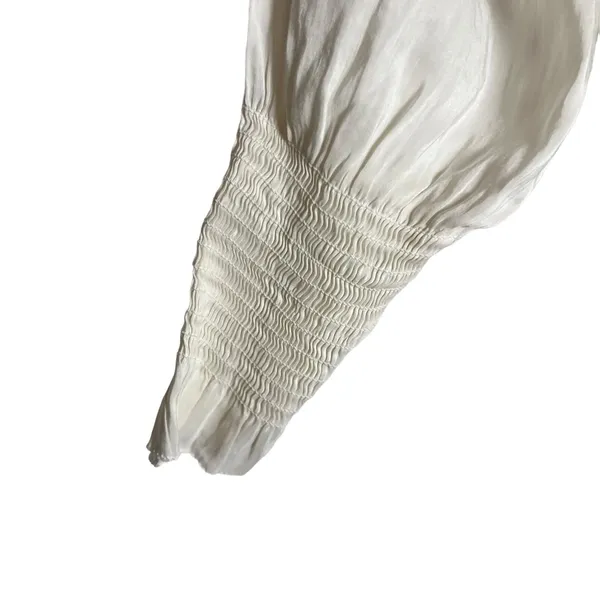 All Saints Lary White Linen Silk Shoulder Long Sleeve Slit Midi Dress Size 6 - Image 10