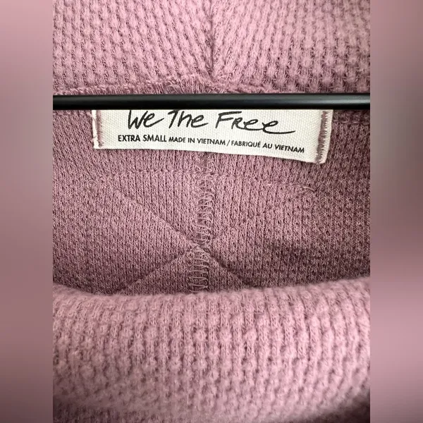 Free People Hazy Heart Thermal Off The Shoulder Sweater Mauve Long Sleeves XS - Image 4