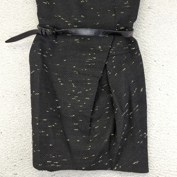 3.1 Phillip Lim Black Tweed Textured‎ Sheath Dress with Belt Size 4 Winter - Image 4