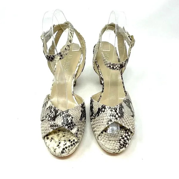Hobbs London Snake Leather Vivienne‎ Heeled Sandals Size 37 / US 6 - Image 4