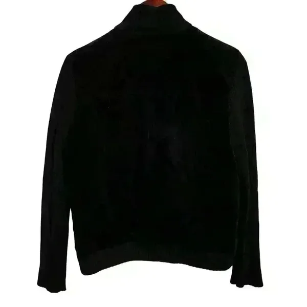VNTG Lauren Ralph Lauren Black Corduroy full zip jacket‎ sweater sleeves … - Image 2
