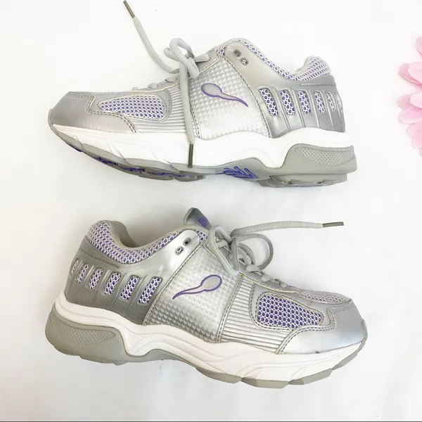 G-Defy Gravity Defyer Athletic Running Walking Shoes Sneakers: Grey/Purple/White - Image 5