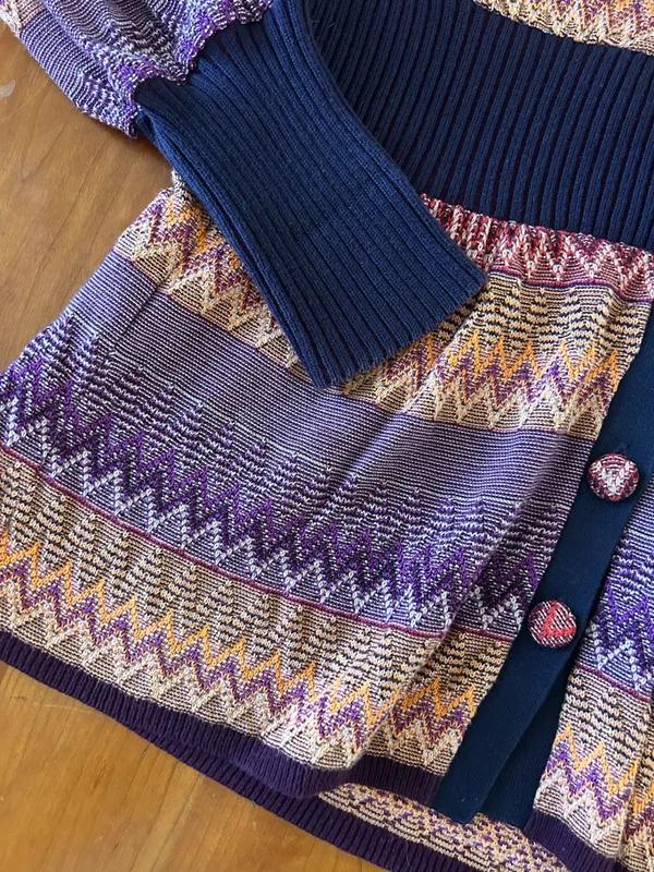 Moth Anthropologie Fiamma Chevron Striped Cardigan Sweater Size Small - Image 7