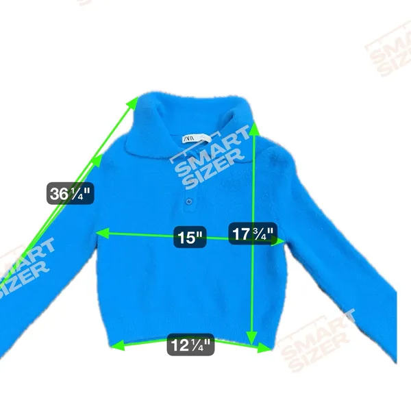 ZARA Cropped Fuzzy Knit Polo Sweater – Blue – Size S‎ - Image 6