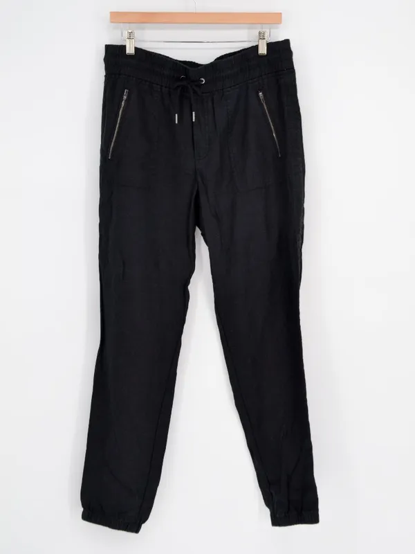 Athleta Cabo Linen Jogger Pants Womens 12 Tall Black Lightweight Pockets Taper - Image 3