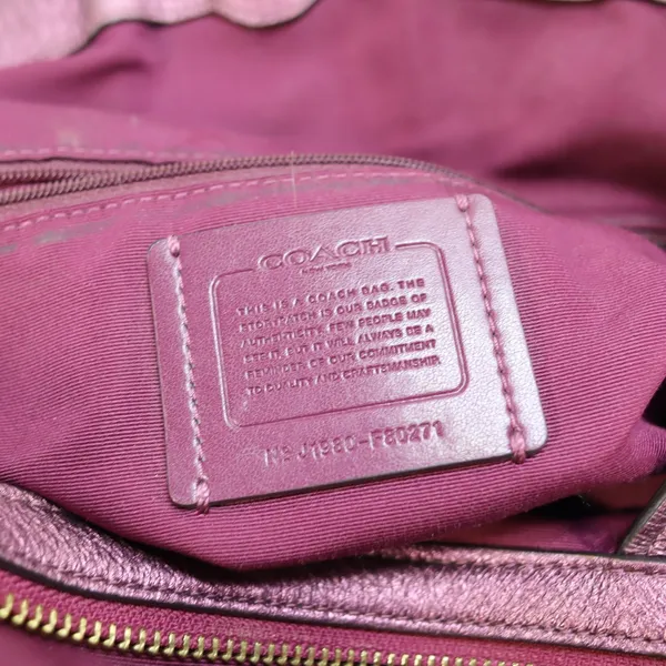 Coach Hallie Pebble Leather Shoulder Bag Metallic Berry F80271‎ Hobo Redefined - Image 7