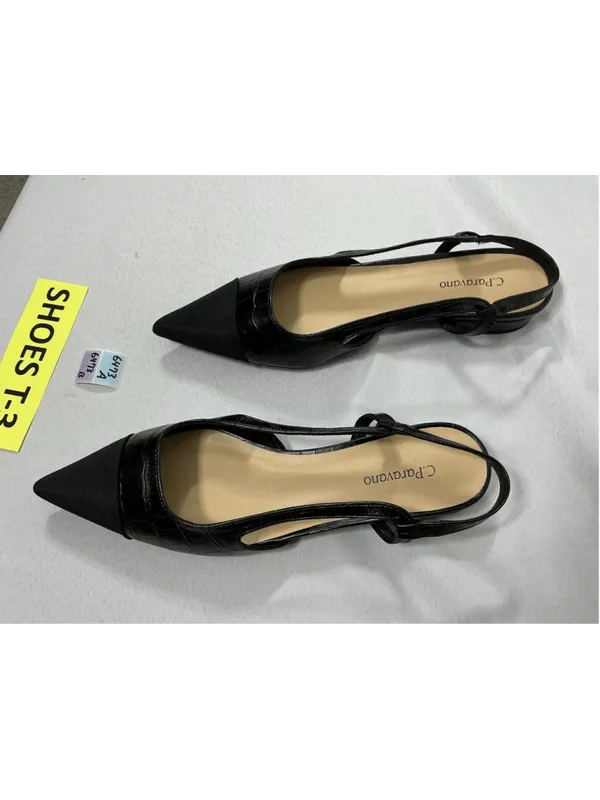 Womans NWOT C Paravano Slipon Slides Flat Black 8/8.5 Slingback Pointed Toe - Image 3