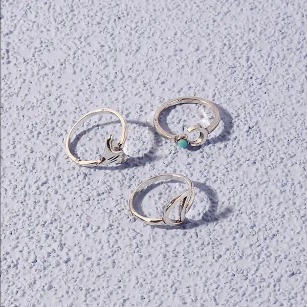 Native American Mermaid Turquoise silver ring set - Image 5