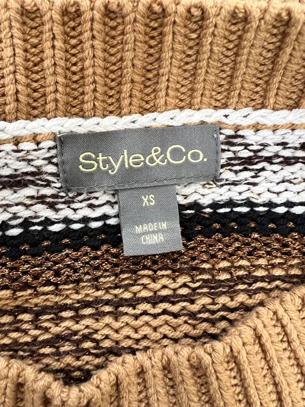 Style & Co. Striped Crewneck Sweater in Mustard, Brown & Cream size XS - Image 7