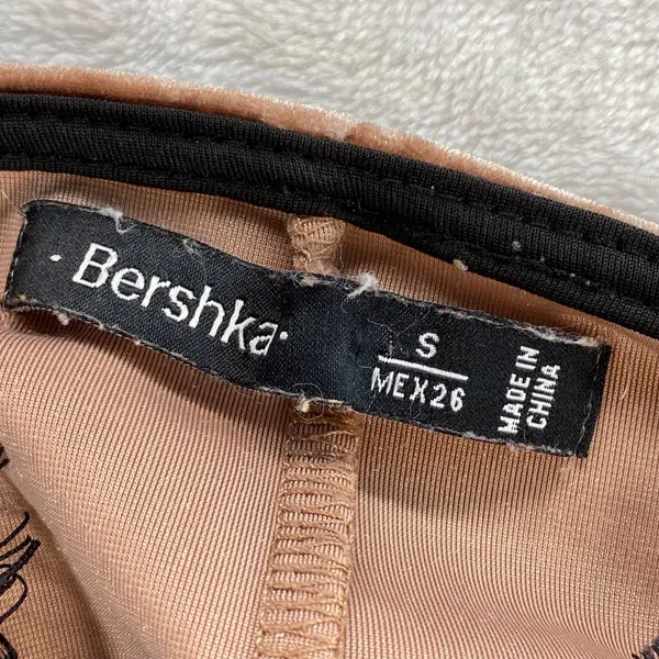 Bershka Velvet Cami Top Lace Trim Spaghetti Strap Brown Tank Top‎ Size S - flaw - Image 6