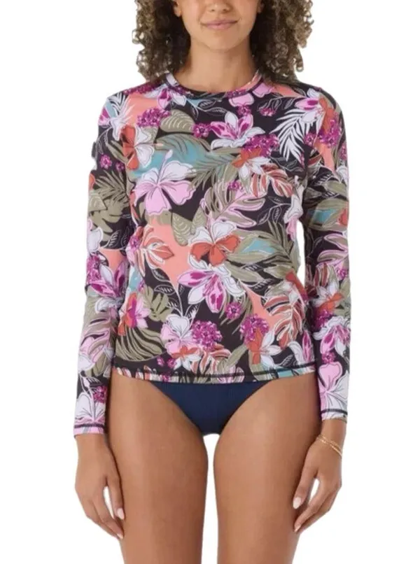 NEW Roxy Women’s UPF 50 Sun Protection Rash Guard XS Floral Long Sleeve Swim Tee - Image 4