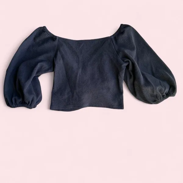 Anthropologie wrap blouse| Black Cropped Top - Image 6