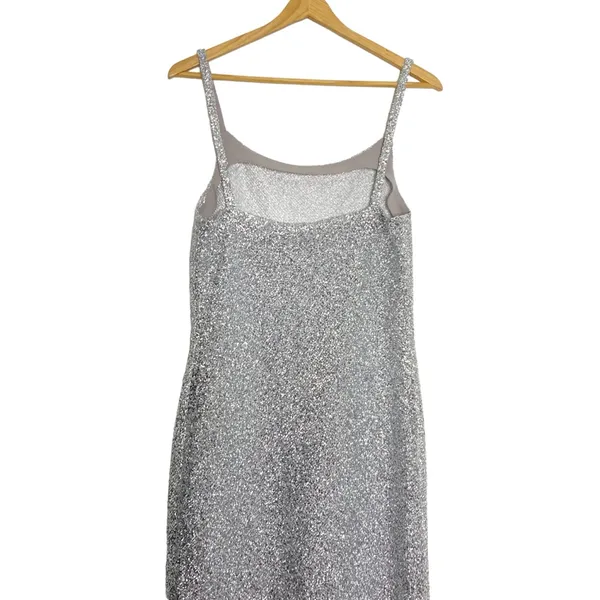 Rhode Stella Maxi Dress Silver Metallic Gown‎ Slit - Image 4