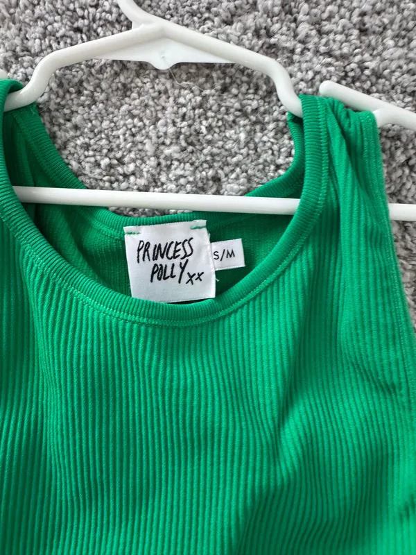 Princess Polly green ribbed crop top  - Image 2