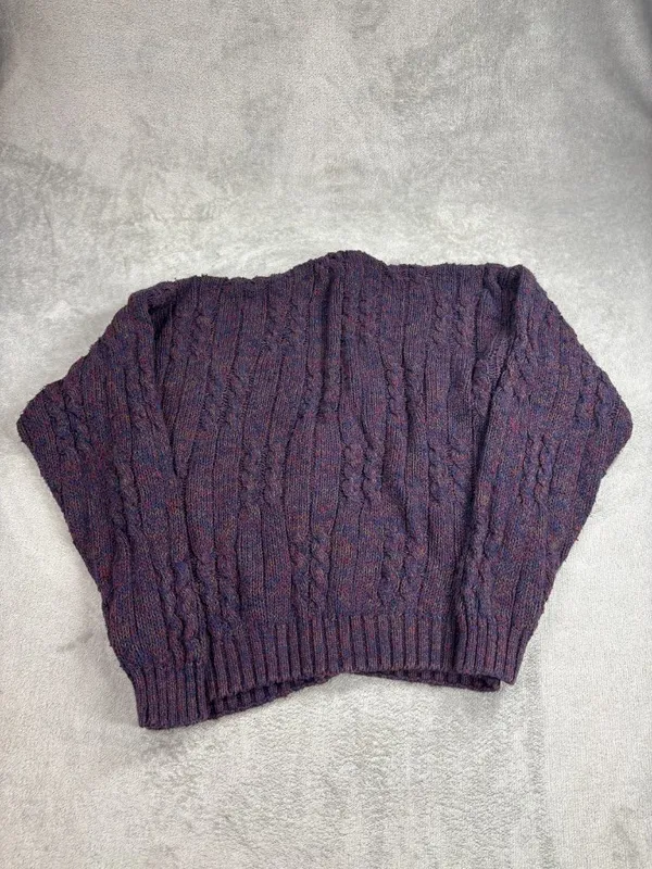 River Brand Arrow Cardigan Sweater Womens Medium Purple Chunky Knit Long Sleeve - Image 2