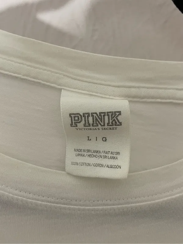 PINK Victoria's Secret White Tee with multi colored Logo - Image 5