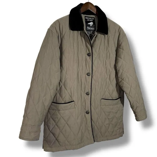 Bromley Sport Jacket MP‎ Quilted Thermolite Light Puffer Velvet Trim Chore Coat - Image 2