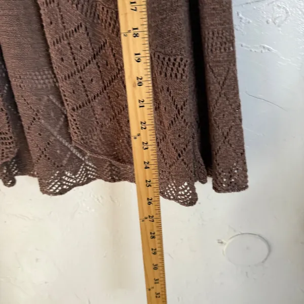 Willi Smith Brown Knit Cardigan SweaterCrochet‎ Size S Boho Western Festival - Image 7