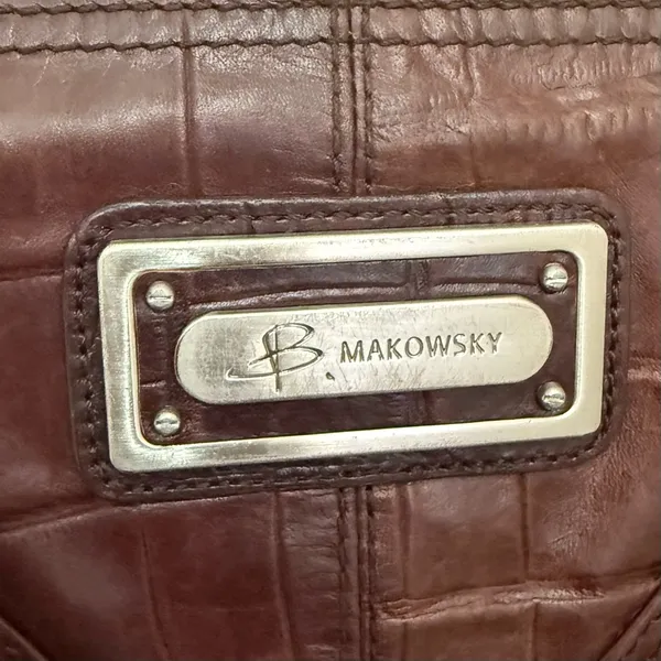 B MAKOWSKY Brown 100% Genuine Leather Zip Around Wallet 8”X4” - Image 7