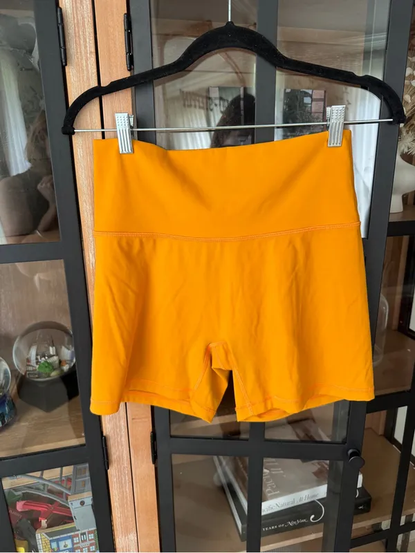 Aerie offline biker shorts high rise no front seam neon tangerine - Image 6