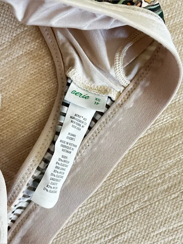 aerie Tropical Leaf & Leopard Print Bralette - Green/Beige/Brown - Image 3